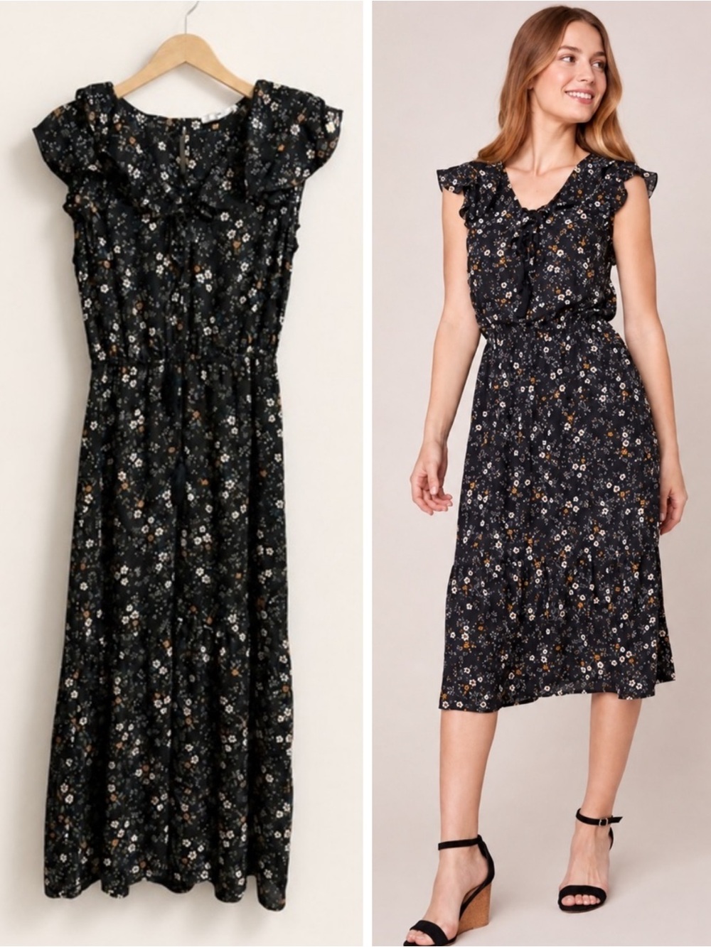 ModCloth Floral Midi Dress Size XS